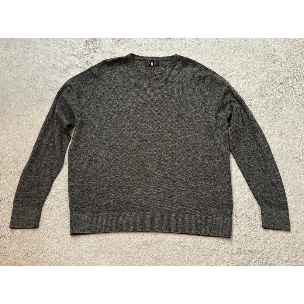 Nordstrom Men's Shop Gray Merino Wool Blend V-Neck Sweater XL Pullover